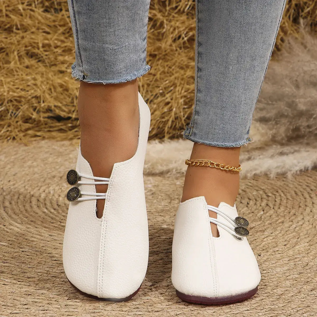 Women's leather soft-soled non-slip shoes