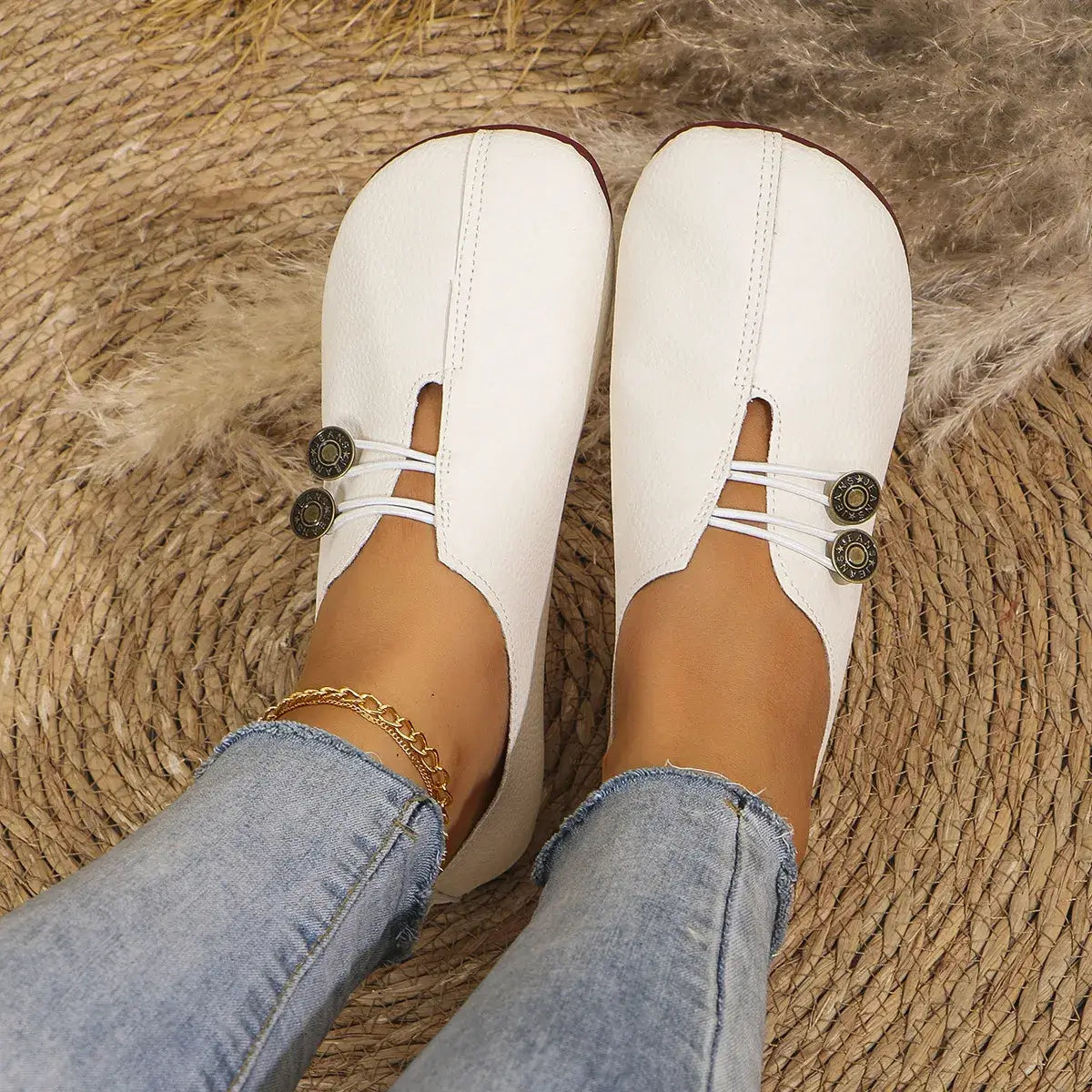 Women's leather soft-soled non-slip shoes
