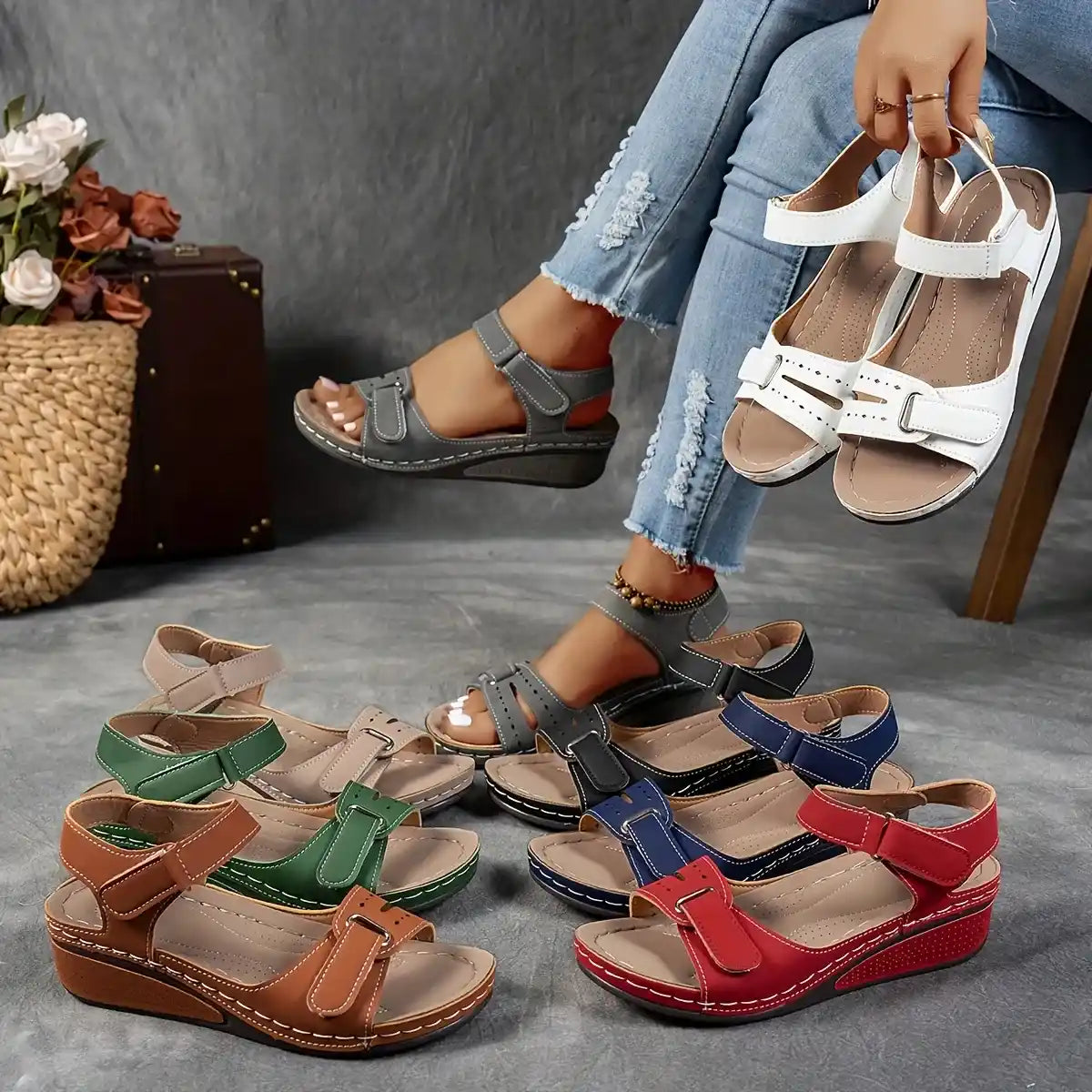 Women's Fashion Rhinestone High Heel Chunky Heel Sandals