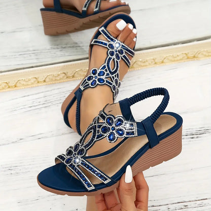 Women's Rhinestone Wedge Sandals