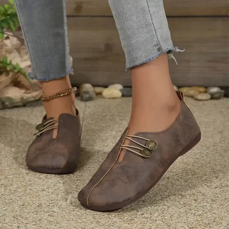 Women's leather soft-soled non-slip shoes