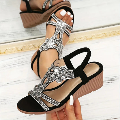 Women's Rhinestone Wedge Sandals